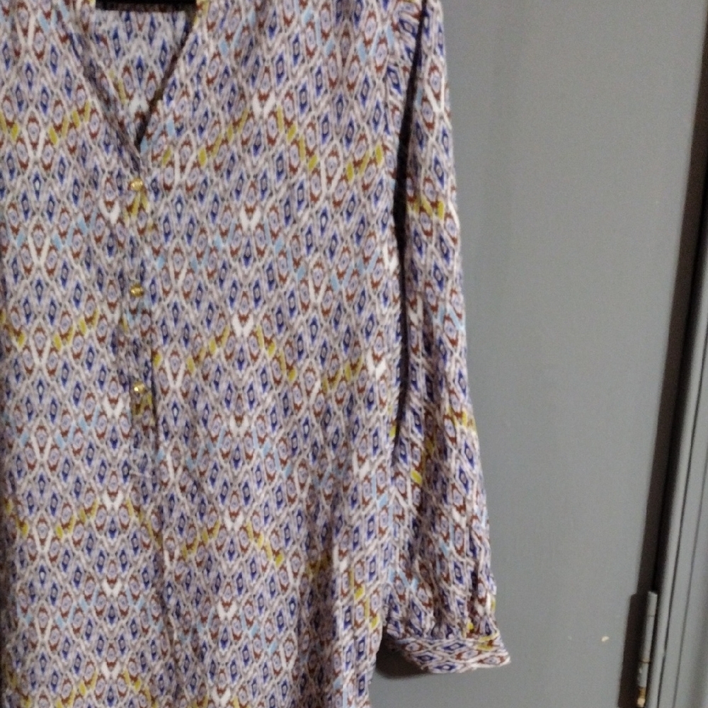 2/ $8 Sale Grand And Greene Chic And Vibrant Patterned Women's Top - Multicolor - Picture 4 of 5